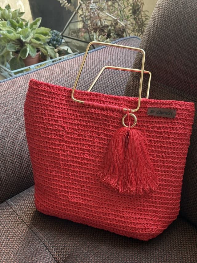 Coral Gold-Handle Tote