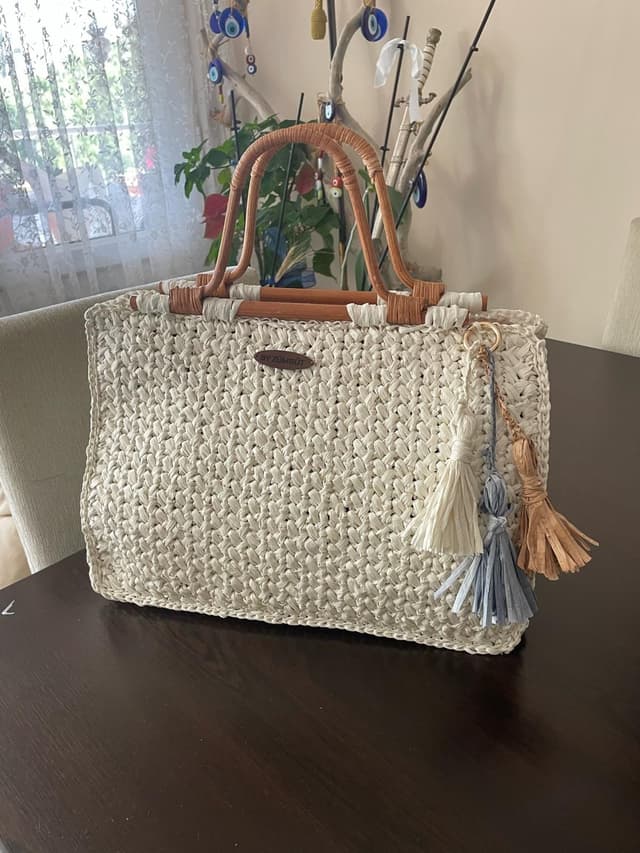 Ivory Wood-Handle Tote