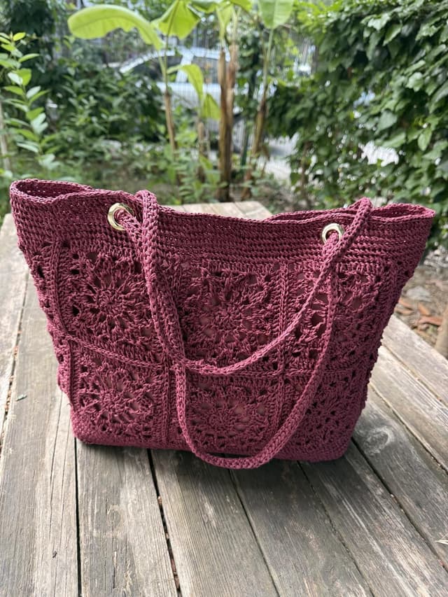 Plum Granny-Square Tote — 2 / 4